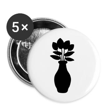 Outline silhouette beautiful tulips - Buttons small 1''/25 mm (5-pack) - white - Front