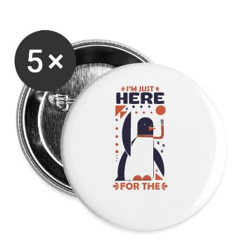 Je suis juste ici pour les pingouins - Lot de 5 petits badges (25 mm) - blanc - Devant