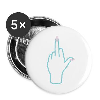 middle finger up - Lot de 5 petits badges (25 mm) - blanc - Devant