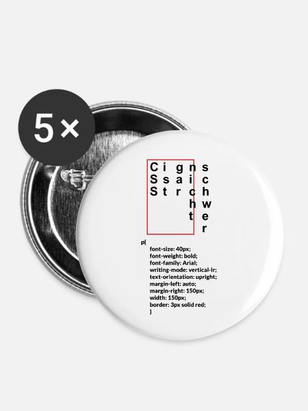 CSS ist gar nicht schwer - Buttons klein 25 mm (5er Pack) - Weiß