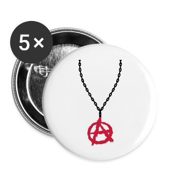 Necklace jewelry anarchy symbol - Buttons small 1''/25 mm (5-pack) - white - Front