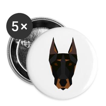 Doberman géométrique - Lot de 5 petits badges (25 mm) - blanc - Devant
