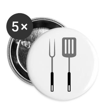 Fourche à griller Pan turner ustensiles de grillade - Lot de 5 petits badges (25 mm) - blanc - Devant