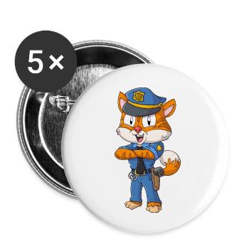Policier des chats - Lot de 5 petits badges (25 mm) - blanc - Devant