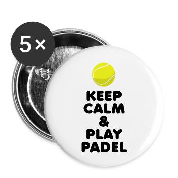 Padel Ruhe bewahren & Padel spielen - Buttons klein 25 mm (5er Pack) - Weiß - Vorne