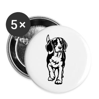 Beagle - Buttons klein 25 mm (5er Pack) - Weiß - Vorne