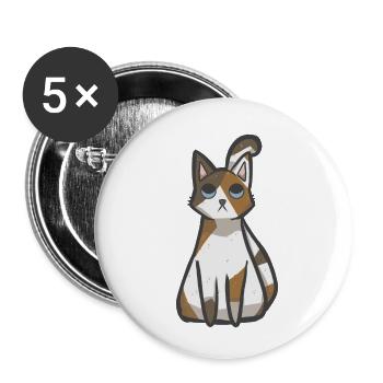 Chat Calico Kawaii - Lot de 5 petits badges (25 mm) - blanc - Devant