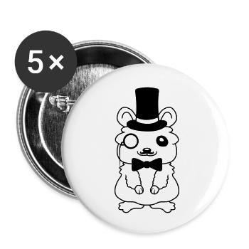 Cylinder Hat Hamster Lord - Buttons small 1''/25 mm (5-pack) - white - Front