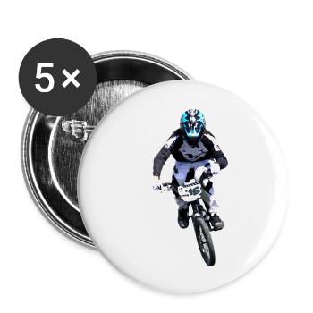 BMX Race Racing MTB Motocross - Buttons klein 25 mm (5er Pack) - Weiß - Vorne
