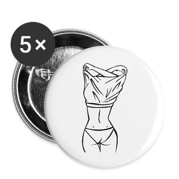 Frau von hinten beim ausziehen mit Bikini. - Buttons klein 25 mm (5er Pack) - Weiß - Vorne