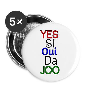 Ja verschiedene Sprachen - Buttons klein 25 mm (5er Pack) - Weiß - Vorne