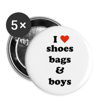 I love shoes, bags and boys - Buttons small 1''/25 mm (5-pack) - white - Front
