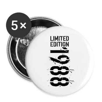 LIMITIERTE EDITION 1988 SCHWARZ - Buttons klein 25 mm (5er Pack) - Weiß - Vorne