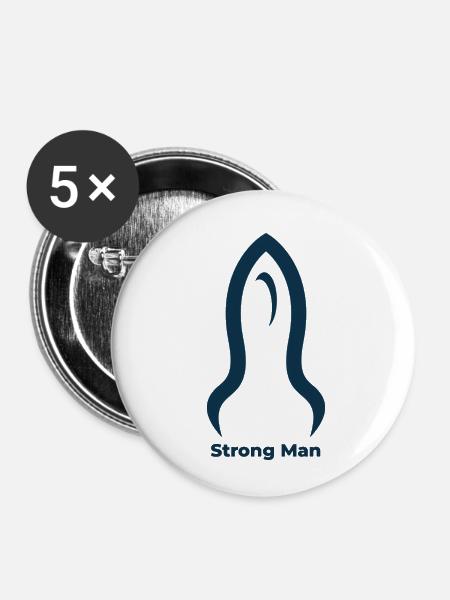 Man hard - Buttons klein 25 mm (5er Pack) - Weiß
