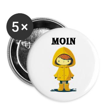 Moin - Buttons klein 25 mm (5er Pack) - Weiß - Vorne