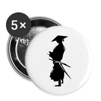 samouraï - Lot de 5 petits badges (25 mm) - blanc - Devant