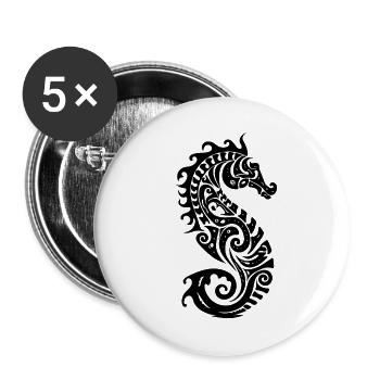 Little cute tattoo style seahorse - Buttons small 1''/25 mm (5-pack) - white - Front