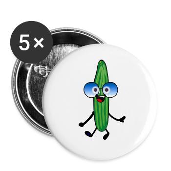 Concombre heureux,Concombre,Lunettes de soleil,Joyeux, - Lot de 5 petits badges (25 mm) - blanc - Devant