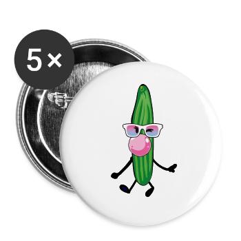 concombre, chewing-gum, bande dessinée, lunettes de soleil - Lot de 5 petits badges (25 mm) - blanc - Devant