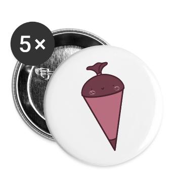 Joli cône d’école rose - Lot de 5 petits badges (25 mm) - blanc - Devant