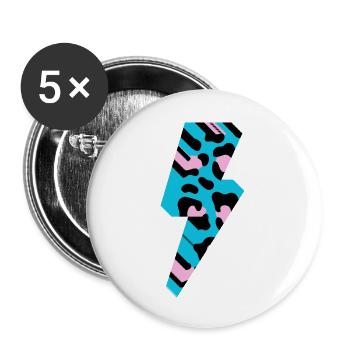 Leopard Lightning 3D - Buttons small 1''/25 mm (5-pack) - white - Front