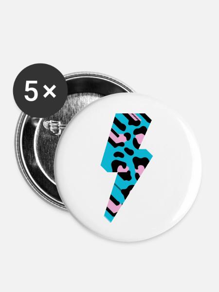 Leopard Blitz 3D - Buttons klein 25 mm (5er Pack) - Weiß