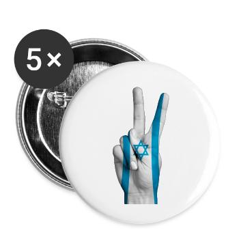 Israeli flag signs victory - Buttons small 1''/25 mm (5-pack) - white - Front
