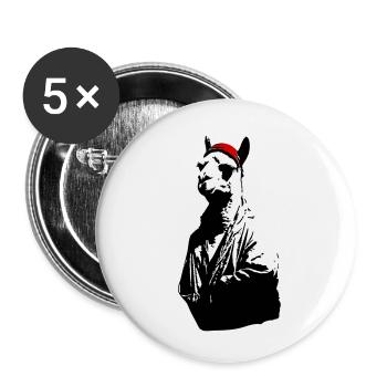 Bonnet Lama - Lot de 5 petits badges (25 mm) - blanc - Devant