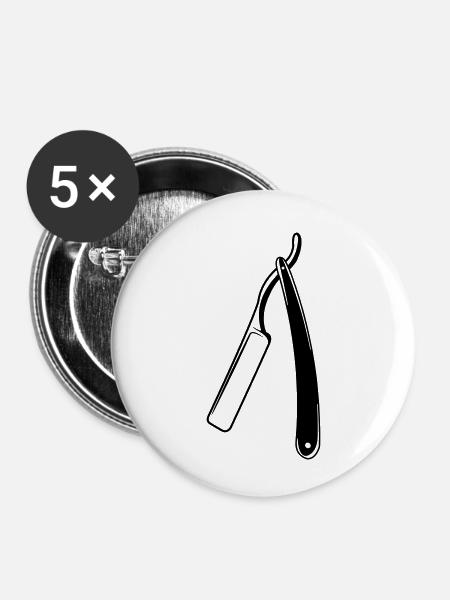 Rasiermessertransparentes Schattenbild - Buttons klein 25 mm (5er Pack) - Weiß