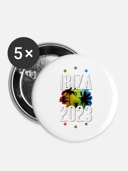 Ibiza 2023 - Buttons klein 25 mm (5er Pack) - Weiß