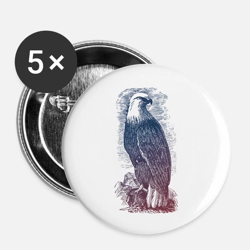 Adler - Buttons klein 25 mm (5er Pack) - Weiß