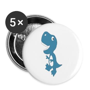 Dino Cute Blue - Buttons small 1''/25 mm (5-pack) - white - Front
