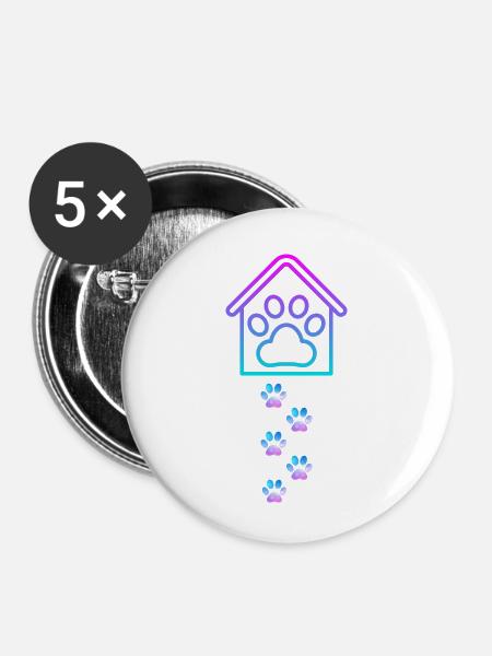 Hund - Buttons klein 25 mm (5er Pack) - Weiß