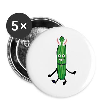Lapin, lapin, concombre, bande dessinée, lapin - Lot de 5 petits badges (25 mm) - blanc - Devant