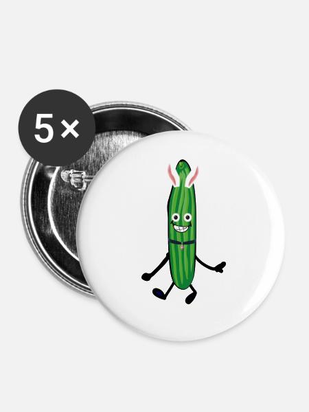 Bunny, Hase, Gurke,comic, Häschen - Buttons klein 25 mm (5er Pack) - Weiß