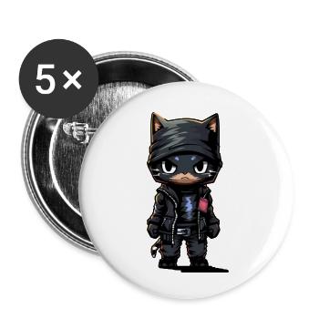 Voleur de chats 2 - Lot de 5 petits badges (25 mm) - blanc - Devant