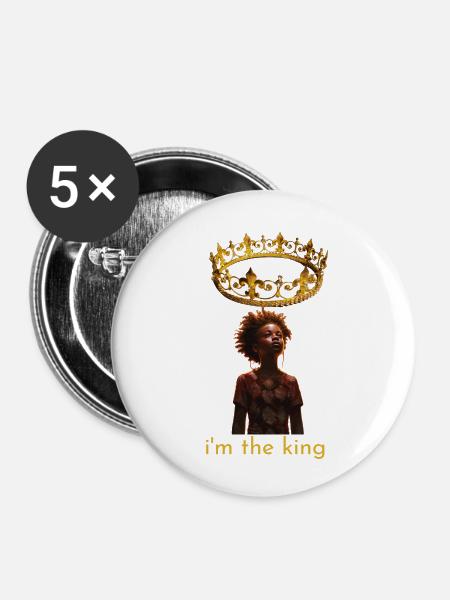ICH BIN DER KÖNIG - Buttons klein 25 mm (5er Pack) - Weiß