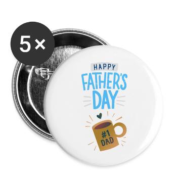 Happy Father Day - Buttons small 1''/25 mm (5-pack) - white - Front