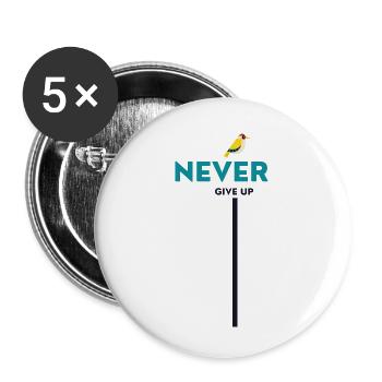 never give up bird - Buttons klein 25 mm (5er Pack) - Weiß - Vorne
