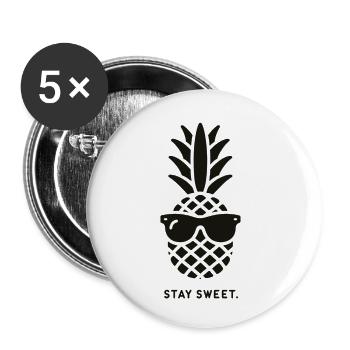 Sonnenbrillen Ananas - Buttons klein 25 mm (5er Pack) - Weiß - Vorne