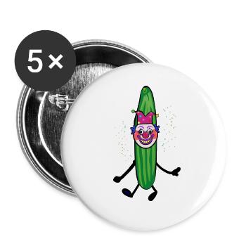 Partygurke,Gurke, karneval,Clown,Verkleidung - Buttons klein 25 mm (5er Pack) - Weiß - Vorne