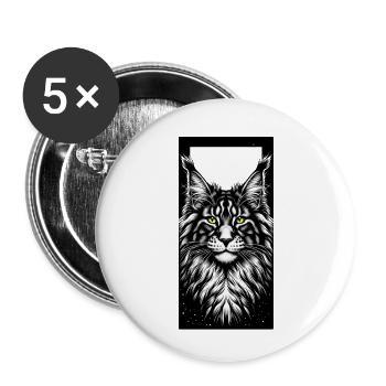 Cat face - Buttons small 1''/25 mm (5-pack) - white - Front