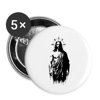 Jesus Christus StreetART Banksy Style - Buttons klein 25 mm (5er Pack) - Weiß - Vorne