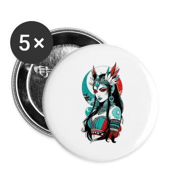 Indische Prinzessin - Aztek - Buttons klein 25 mm (5er Pack) - Weiß - Vorne
