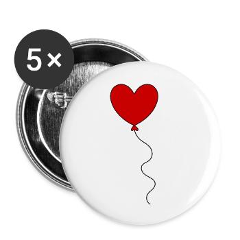 Valentines Red Heart, Valentine's Day - Buttons small 1''/25 mm (5-pack) - white - Front