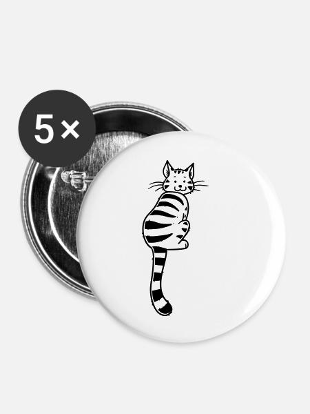 Cartoon Kitten - Buttons klein 25 mm (5er Pack) - Weiß