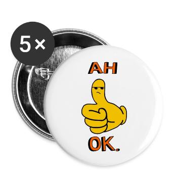 Ah D’accord, Drôle, Pouces en l’air, Ennuyé, Dessin animé, Texte, Humeur - Lot de 5 petits badges (25 mm) - blanc - Devant