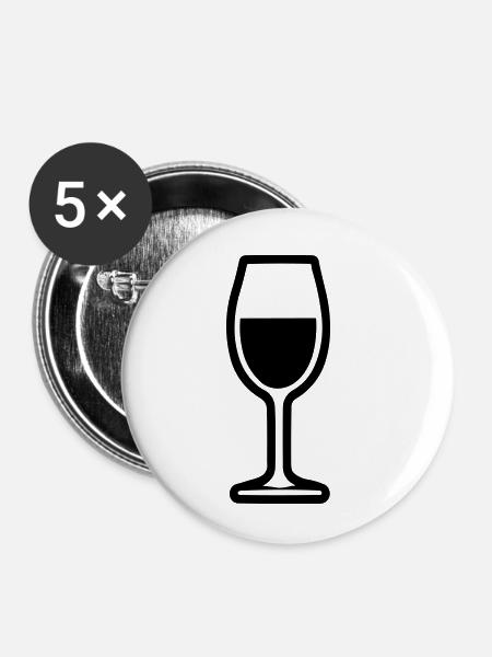 Einfaches Trinkglas - Buttons klein 25 mm (5er Pack) - Weiß
