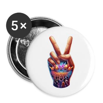 Peace Hand with Concert Presentation - Buttons small 1''/25 mm (5-pack) - white - Front