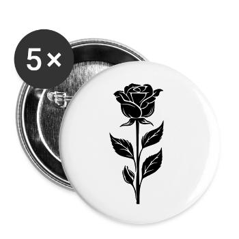 Conception simple de la rose - Lot de 5 petits badges (25 mm) - blanc - Devant